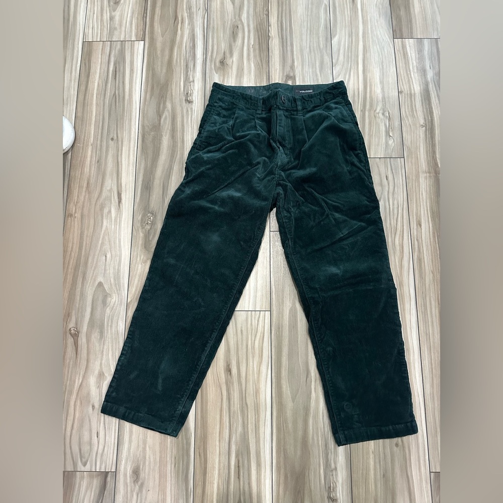 Volcom Corduroy Pants Mens 32 Dark Green Modern Straight Leg Skater